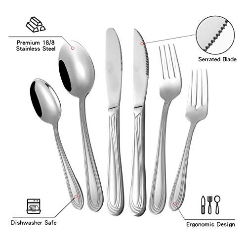 Avalon 24-Piece Silverware Set with Portable Storage Chest Box, High Grade 18/8 Stainless Steel Flatware Set, Service for 6, Mirror Polished Cutlery, Dishwasher Safe