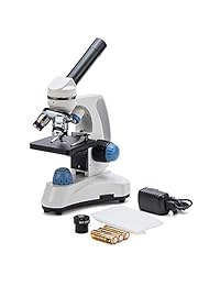 Swift SW150 40X 1000X   Microscopio compuesto para estudiantes con cabeza monocular (cristal, 25 oculares adicionales, enfoque grueso y fino, doble iluminación y capacidad inalámbrica)