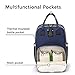 HaloVa Diaper Bag, Baby Nappy Changing Backpack, Mommy Maternity Daddy Travel Shoulders Backpack, with Thermal Insulated Bottle Pockets, Wet Cloth Pouch and Stroller Hanging Hooks, Dark Blue