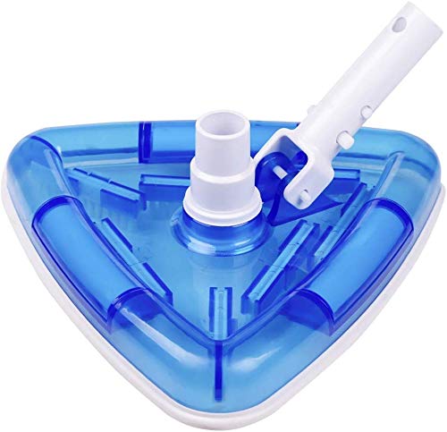 POOLWHALE See-Thru Transparent Triangular Blue Vacuum Head with Swivel and Brush for Pools,Spa