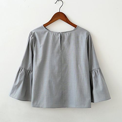 UGREVZ Women's Bell Sleeve Beading Casual Blouse Top Short Style
