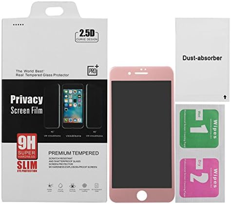 BuySShow Curved iPhone 7 Privacy Screen Protector 4.7inches Privacy Screen iPhone 7 privacy tempered glass Anti Spy 0.3mm 9H Hardness Full Screen (Rose gold)