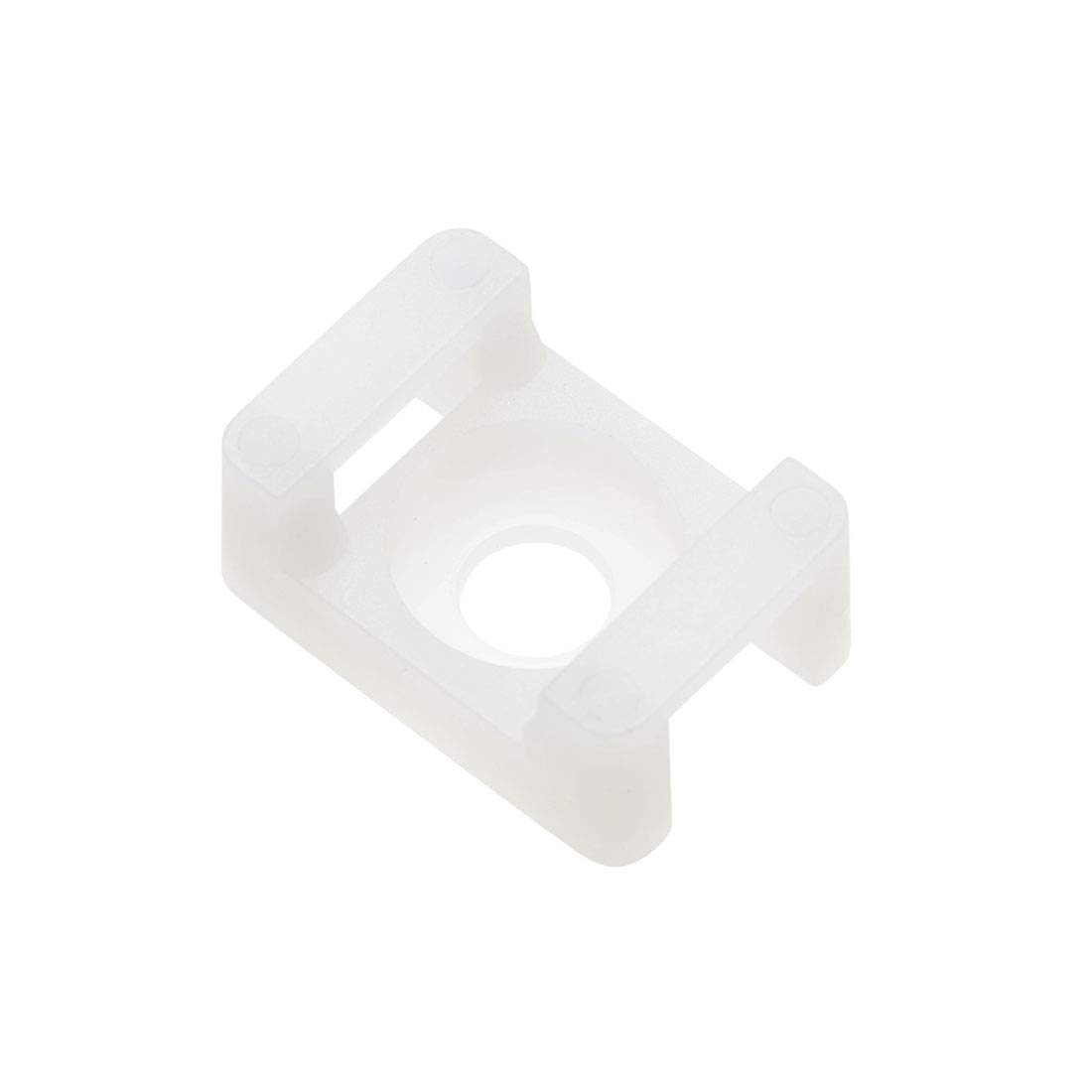 sourcing map Cable Tie Base Saddle Type Mount Wire Holder Permanently Anchor to Wall Desk 23x16x10mm White 100pcs