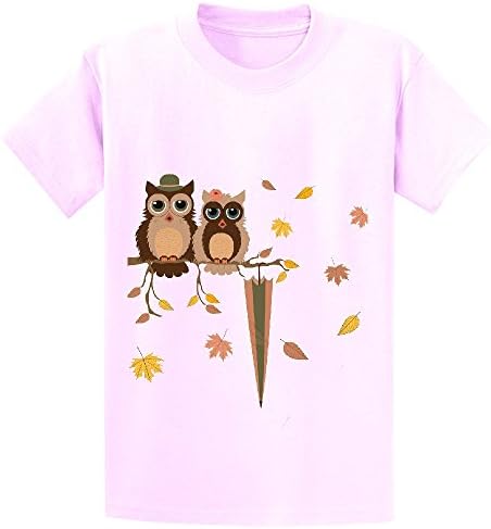 Mcol Cute Owls Autumn V Kid's Crew Neck Print Shirts Pink