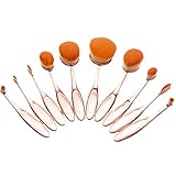 Summifit 10 Pcs Soft Oval Brushes Set Foundation Concealer Eyeliner Eyeshadow Blush Contour Makeup Brush Kit Cosmetic Tools