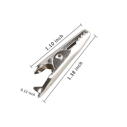 ManYee 120pcs 35 mm Silver Tone Alligator Clips Crocodile Clamps for Battery Test Clip Cable Lead Place Card Holder