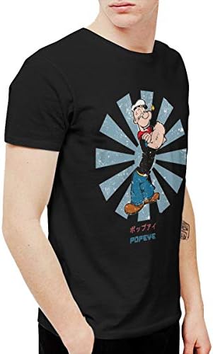 Kaddias Popeye Retro Japanese Men's Soft Short Sleeve T-Shirt Black