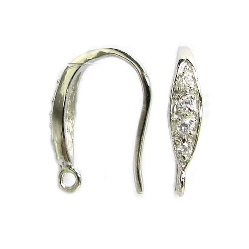 2pcs Rhodium on .925 Sterling Silver Teardrop Cz Crystal Dangle Earring Connector Earwire French Hook/Findings/Bright
