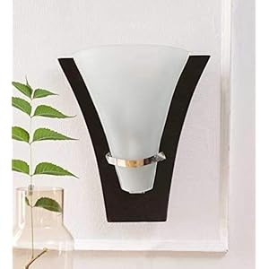 BrightLyts 40 Watt Wooden Uplighter Half Round Shape Glass Wall Light (Brown and Clear White)