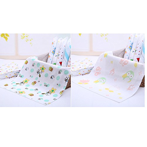 NISSCO 10 Pcs 100% Cotton Baby Handkerchief Gauze Muslin Square