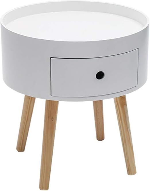 Pan Runder Beistelltisch Mit Schublade Moderner Akzent Beistelltisch Kleiner Couchtisch Amazon De