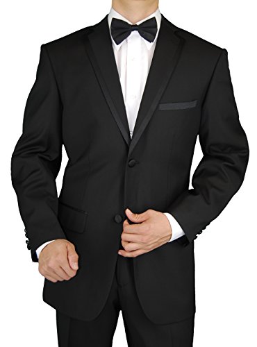 image for GN GIORGIO NAPOLI Mens Tuxedo Suit Two Button Jacket Flat Front Adjust