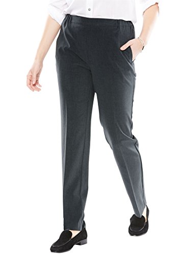 Women's Plus Size Straight Leg Tummy Tamer Pant Heather Charcoal,18 W