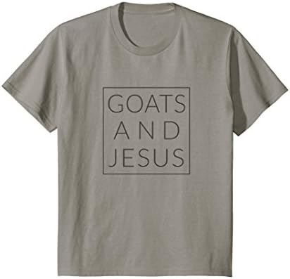 Kids Goats and Jesus, Christian Minimal Fun Animal TShirt 6 Slate