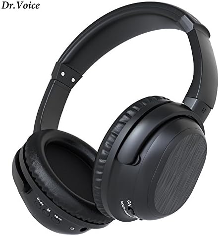 Voicer Active Noise Cancelling Wireless Bluetooth Headphones Over Ear Stereo Earphones with Built-in Mic (Black)