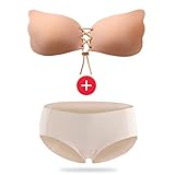 Invisible Strapless Silicone Bra Reusable Breathable Push-up Brassiere Underwear set