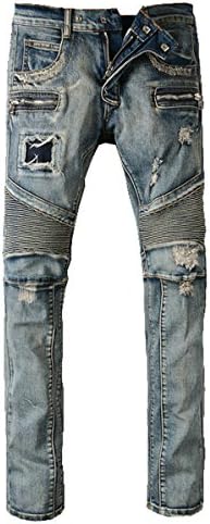 BiePa Fashion Men's Jeans Casual Slim Straight Jeans Denim Pants Trousers 29W BM024
