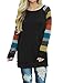 POSESHE Women's Cotton Knitted Long Sleeve Lightweight Tunic Sweatshirt Tops (XL, Black Yellow)