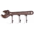 KiaoTime Rustic Cast Iron Hammer-Shaped Wall Hooks - 3-Hook Coat, Key & Hat Rack For Garage Or Workshop