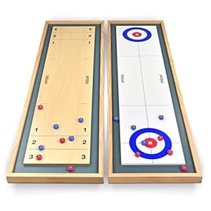 GoSports Shuffleboard and Curling 2 in 1 Board Games – Classic Tabletop or Giant Size – Choose Your Style