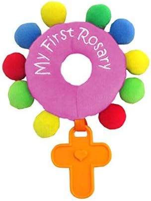 Sacred Heart Toys Baby Rosary My First Rosary Plush Rattle Bright Pink