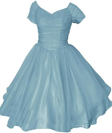 Cherrybombe Clothing Womens Vintage 50s Style Ruched Pastel Organza Chiffon Party Prom Wedding Dress