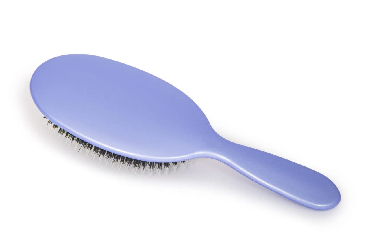 Rock & Ruddle Natural Mixed Boar Bristle Hair Brush for Women and Kids (Luxury, 23.5 cm) - Perfect for Wet or Dry Hair, Detangling Smoothing Blowdrying - Designed & Made in UK - Lavender Design