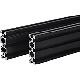 2PCS 20 Series T Slot 2060 Aluminum Extrusion Profile 15.75'',European Standard Anodized Linear Rail for 3D Printer Parts and CNC DIY 400mm Black(15.75inch)