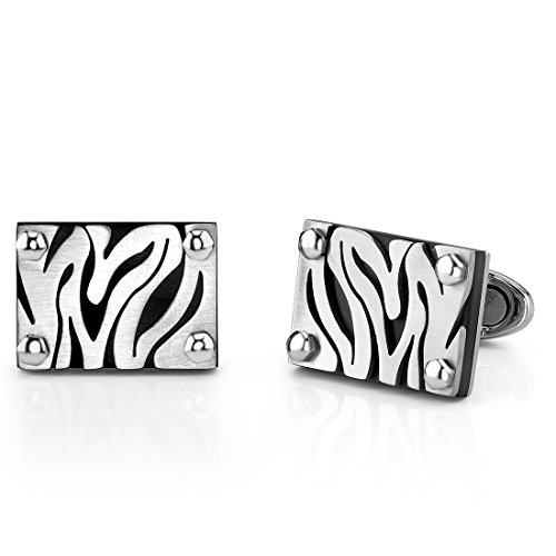 Stainless Steel Zebra Pattern Cufflinks for Men