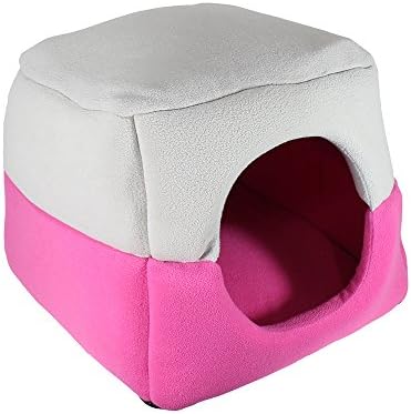 Premium 2 in 1 Pet Fortress/w Cushion Cat Dog Cozy Warm Bed House - Pink
