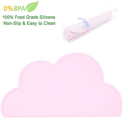 Silicone Baby Placemat Travel Placemat for Kids, Portable Waterproof Reusable Placemats for Baby (pink)