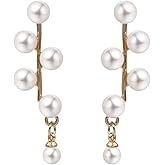 Pearl Dangle Earrings Long Tassel Pearl Earrings for Women Dainty Pearl Chain Earrings Prom Jewelry
