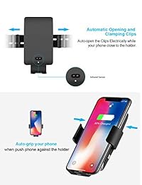 Cargador de coche inalámbrico Sujeción automática MONOOY 10W Qi Cargador de carga de coche de montaje rápido Compatible con iPhone Xs MAX XS XR X 8 8p, Samsung S10 S10 + S9 S9 + S8 S8 +