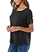 Herou Women's Casual Crew Neck Batwing Short Sleeve High Low Hem Loose Top