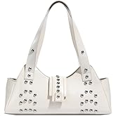Amzufs Studded Purse Shoulder Bags for Women, Designer Trendy Retro Y2K Purses Studs Underarm Soft Leather Handbags