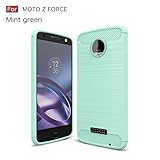 Moto Z Force Case,Moto Z Force Droid Case,DAMONDY Brushed Armor Resilient Shock Absorption Carbon Fiber [Wiredrawing Series][SOFT] Full Protection Phone Case for Motorola Moto Z Force -Mint