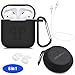 Airpods Accessories Set, OEAGO Airpods Case Protective Silicone Cover and Skin with [Keychain] [Airpods Strap] [Airpods Earhooks] [Travel Carrying Box Case] for Apple Airpod Charging Case - Black