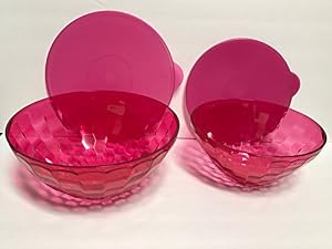 Image of Tupperware Ice Prisms 2pc Large Medium Bowl Set ~ Hot Pink