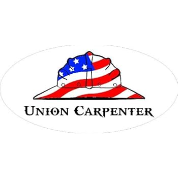 3 - Union Carpenter Hard Hat / Helmet Stickers 1 1/2" x 3" H265