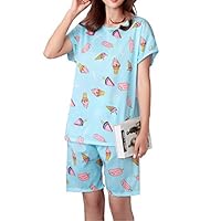 Hupohoi Big Girls Short Sleeve Ice Cream Pajamas Lovely Comfy Cute Sleepwear