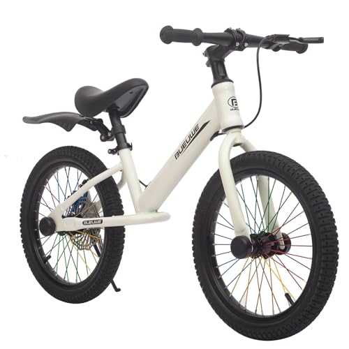 16 Inch Balance Bike for Kids Ages 5–8, Disc Brake, Adjustable Seat, Carbon Steel Frame, Flashing Wheel Hubs & Colorful Spokes, No Pedal Bicycle for Boys & Girls Learning to Ride