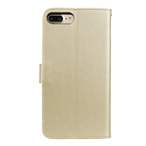 Scheam iPhone 7 Plus iPhone 8 Plus Wallet Leather Case Protective Durable Phone case Shell Folio flip Cell Phone Cover Bag Card Slots,Cash Pocket,Golden - Thumbnail 2