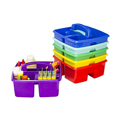 Storex Classroom Caddy, 9.25 x 9.25 x 5.25 Inches, Assorted Colors, Case of 6 (00940U06C) - //medicalbooks.filipinodoctors.org
