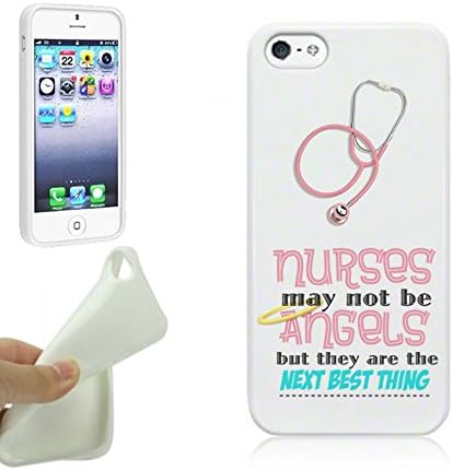 Nurse iPhone 5S Case By NickyPrints(TM) - Nurses May Not Be Angels Quote Nurse RN CNA Girls â€“ UNIQUE Designer Gloss Candy TPU Flexible Slim Case for iPhone 5 5S