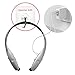 Wireless Bluetooth stereo Headset neckband, silver. The Perfect Sport Pack. With special Gifts- A Small Hanging Rack and black Armband Suitable for all mobile phones, YG one