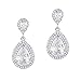 EVER FAITH Women's Cubic Zirconia Crystal Wedding Tear Drop Earrings Silver-Tone