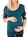 Caramel Cantina Maternity Top with Dolman Sleeves and Open Back (Large, Dark Teal)