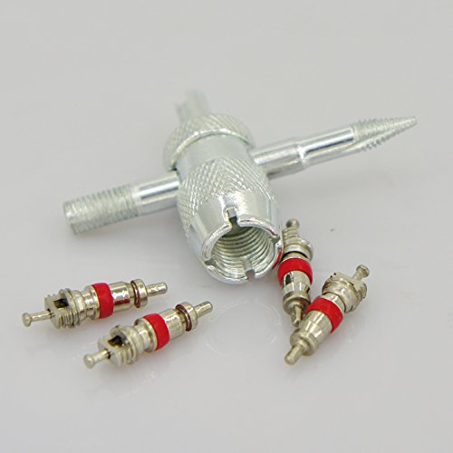 Click Here to See More Images 4-Way Tire Valve Stem Core Thread Repair Tool w/ 4 Cores Motorcycle Car Vehicle Truck Bike