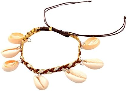 Culater® Womens Bohemian Cowrie Sea Shells Braided Rope Ankle Bracelet Barefoot Sandal Beach Foot Chain Anklet