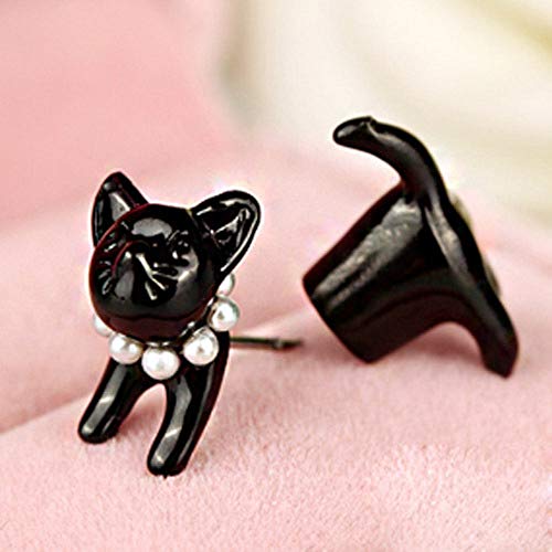 Cat Stud Earrings Sterling Silver Ear Studs Freshwater Cultured Pearl Stud Earrings for Women